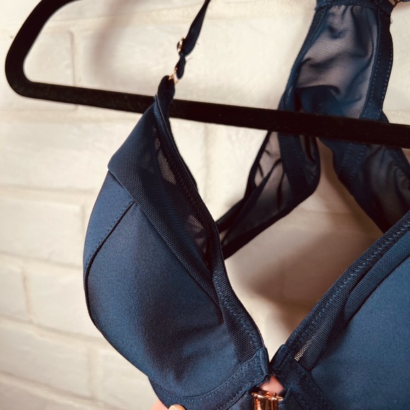 NWT Soma Sensual Front Close Lined Underwire Racerback Demi Bra 34 C Navy #0449 - Picture 3 of 13